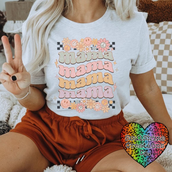 Mama's Girl Retro Star Ash Grey Tee